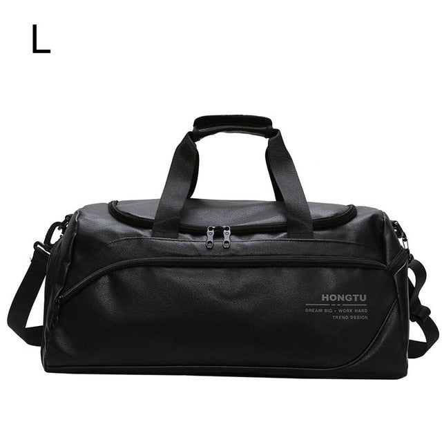 Shoulder Soft Leather Gym Bags - Virtual Blue Store