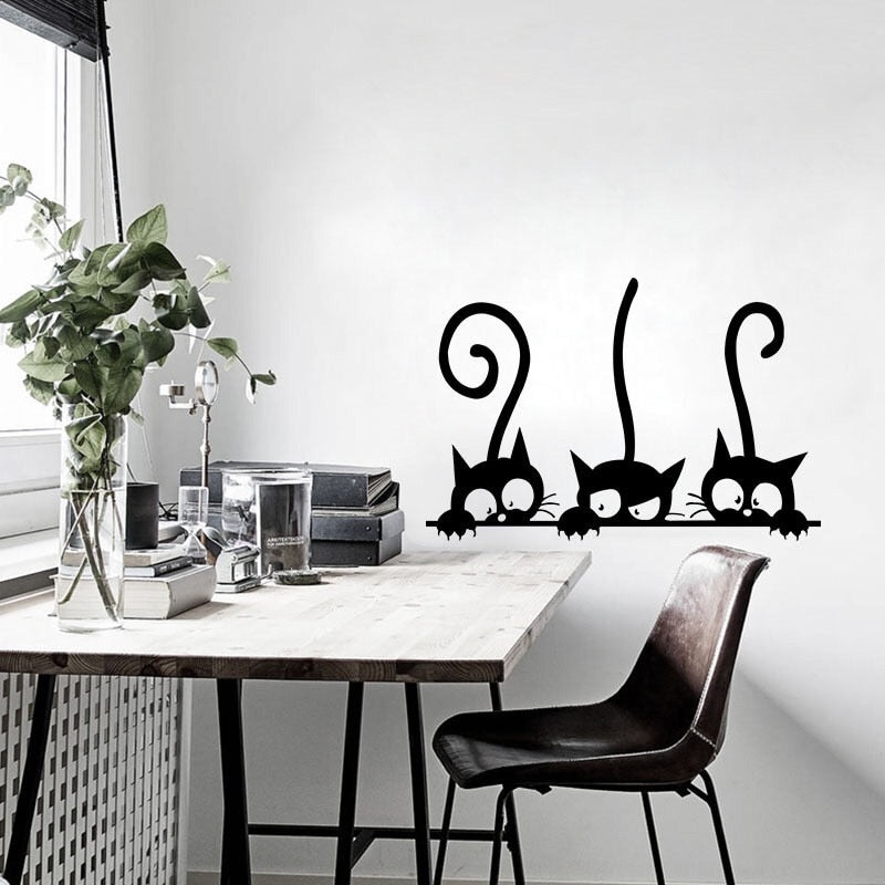 Three Black Cat DIY Wall Stickers - Virtual Blue Store
