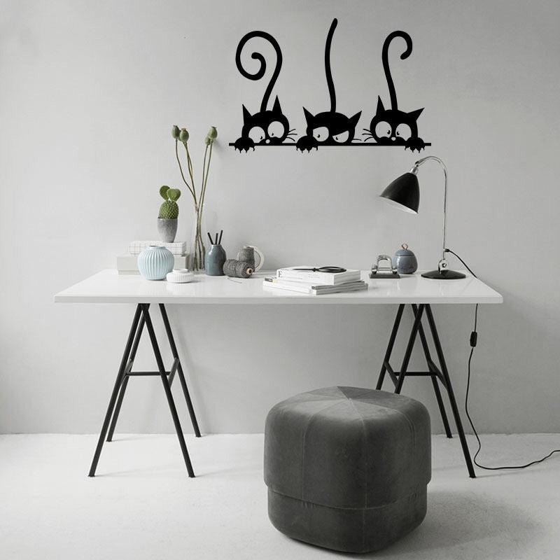 Three Black Cat DIY Wall Stickers - Virtual Blue Store