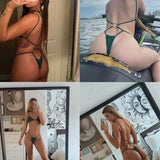 Sexy Extreme Mini Micro String Women Swimwear One Piece Swimsuit Female Cross Backless Monokini High Cut Bathing Suit Swim Lady