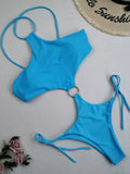 2025 Sexy Halter One Piece Swimwear Women Swimsuit Female Hollow Out Bathing Suits Summer Beach Wear Backless Monokini Swim Lady