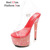 Color Rhinestones Crystal Party Shoes Nightclub Transparent Women Shoes Bling Chunky Heel Sandals Summer New Platform High Heels