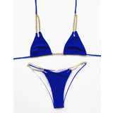 Sexy Halter Metal Chains Brazilian Bikini 2025 Women Swimsuit Female Swimwear Two Pieces Bikini Set Bathing Suit Swim Beach Wear