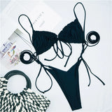 Sexy Ruffle Frilled Micro Thong Bikini 2025 Women Swimwear Female Swimsuit Two-pieces Bikini set String Bather Bathing Suit Swim