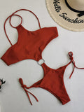 2025 Sexy Halter One Piece Swimwear Women Swimsuit Female Hollow Out Bathing Suits Summer Beach Wear Backless Monokini Swim Lady