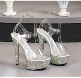 Color Rhinestones Crystal Party Shoes Nightclub Transparent Women Shoes Bling Chunky Heel Sandals Summer New Platform High Heels
