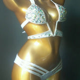2020 venus vacation sexy women daimond push up crystal V collar rhinestone swimwear hot selling bathing suit biquini