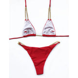 Sexy Halter Metal Chains Brazilian Bikini 2025 Women Swimsuit Female Swimwear Two Pieces Bikini Set Bathing Suit Swim Beach Wear