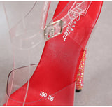 Color Rhinestones Crystal Party Shoes Nightclub Transparent Women Shoes Bling Chunky Heel Sandals Summer New Platform High Heels
