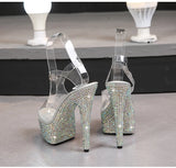 Color Rhinestones Crystal Party Shoes Nightclub Transparent Women Shoes Bling Chunky Heel Sandals Summer New Platform High Heels