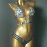 2020 venus vacation sexy women daimond push up crystal V collar rhinestone swimwear hot selling bathing suit biquini