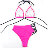 Vigorshely Sexy High Waist Swimwear Women String Bikini Set 2024 Halter Swimsuit Female Brazilian Biquini Bathing Suit Swim Wear