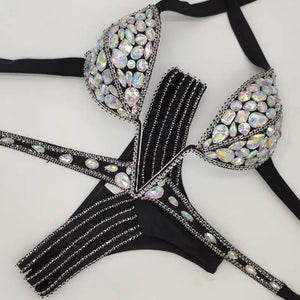2020 venus vacation sexy women daimond push up crystal V collar rhinestone swimwear hot selling bathing suit biquini