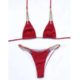 Sexy Halter Metal Chains Brazilian Bikini 2025 Women Swimsuit Female Swimwear Two Pieces Bikini Set Bathing Suit Swim Beach Wear