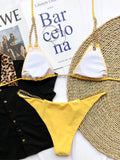 Sexy Halter Metal Chains Brazilian Bikini 2025 Women Swimsuit Female Swimwear Two Pieces Bikini Set Bathing Suit Swim Beach Wear