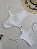 2025 Sexy Halter One Piece Swimwear Women Swimsuit Female Hollow Out Bathing Suits Summer Beach Wear Backless Monokini Swim Lady