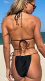 Metal Butterfly Halter High Cut Leg Bikini Women Swimwear Two-Pieces Bikini Set Female Swimsuit Bather Bathing Suit Swim V6460