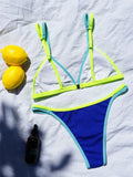 European and American Ins Style Gyaru Swimsuit Color Matching Triangle Thong Bikinis Hot Spring Swimsuit Slimming Women Bikini