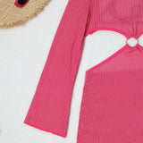 Mesh Sheer Long Sleeve Cover-Up Micro Bikini Female Swimsuit Women Swimwear Three-pieces Bikini Set Bathing Suit Swim Beach Wear