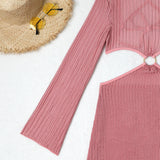 Mesh Sheer Long Sleeve Cover-Up Micro Bikini Female Swimsuit Women Swimwear Three-pieces Bikini Set Bathing Suit Swim Beach Wear