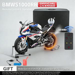 Remote start 1:6 For BMW S1000RR alloy die-casting motorcycle model sound light dynamic collection hobbies birthday Gift boys