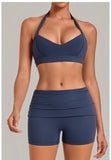 Halter Yoga Bra Women's Backless Sports Fitness Underwear Breathable Runnings Push Up Crop Top Female Yoga Workout Underwear