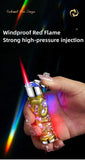 Metal Relief Lantern Inflatable Lighter Portable Windproof Butane Turbine Torch Jet Blue Flame Cigar Tool Fashionable Men's Gift