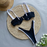 2026 Sexy Splicing Underwired High Leg Cut Two-Pieces Bikini Set Bikini Female Swimsuit Bathing Suit Women Swimwear Bather V5600