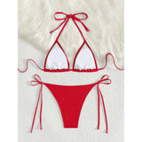 Glitter Sparkling Halter High Leg Cut Bikini Female Swimsuit Women Swimwear Two-Pieces Bikini Set Bather Bathing Suit Swim V5501