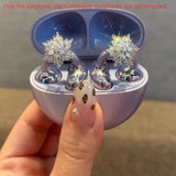 Creative Butterfly Earphone Clips Silver Tassels Headphone Accessories Two Pieces Set Artificial Crystals Earphone Decorations
