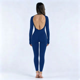Sports Overall Bodysuit Women Seamless Jumpsuit Gym One-piece Suit Workout Outfits Backless Yoga Tights Long Sleeve Activewear