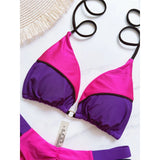 Bather Bathing Suit Swim Splicing Halter High Cut Brazilian Bikini Women Swimwear Female Swimsuit Two-Pieces Bikini Set V6067
