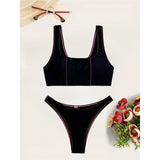 Solid Brazilian High Leg Cut Padded Bikini Female Swimsuit Women Swimwear Two-Pieces Bikini Set Bather Bathing Suit Swim V5792