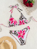 XS - L Floral Leopard Printed Halter Bikini Women Swimwear Female Swimsuit Two-pieces Bikini set Bather Bathing Suit Swim Lady