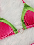 2026 Splicing Halter Velvet Bikini Female Swimsuit Women Brazilian Swimwear Two-pieces Bikini Set High Cut Bathing Suit Swim