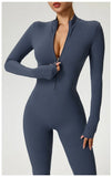 TRY TO BN Women's Fitness Jumpsuit Long Sleeve Zipper High Strength Yoga Bodysuit For Gym Workout Sportswear One Piece Clothing