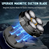 Solimpia 6-Blade Electric Shaver for Man Portable Magnetic Charging Bald Head Trimmer Multi-Functional Shaving Machine