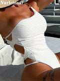 Sexy One Shoulder Extreme Mini Micro Thong One Piece Swimsuit Women Swimwear Female High Leg Cut Bather Bathing Suit Swim V5459