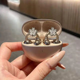Earrings For Ear Clip Earphone Rotating Flower Blossoms Shining Decorations