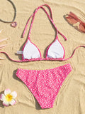 Fashion Sexy Leopard Print Bikini Set for Women, Tie Side String Two Piece Swimsuit, Push Up Beach Bathing Suit, Summer