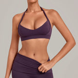 Halter Yoga Bra Women's Backless Sports Fitness Underwear Breathable Runnings Push Up Crop Top Female Yoga Workout Underwear