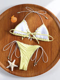 ZRTAK Triangle Bikini Set Sexy Swimwear Women 2026 Bikinis Floral Print Swimsuit Micro Thong Bandage Bathing Suits