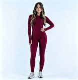 Sports Overall Bodysuit Women Seamless Jumpsuit Gym One-piece Suit Workout Outfits Backless Yoga Tights Long Sleeve Activewear