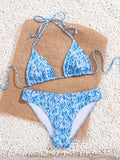 Fashion Sexy Leopard Print Bikini Set for Women, Tie Side String Two Piece Swimsuit, Push Up Beach Bathing Suit, Summer