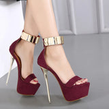 Liyke Fashion Design Metal Ankle Cover Strap Women Sexy 16CM Sandals Platform High Heels Party Club Stripper Pole Dance Shoes