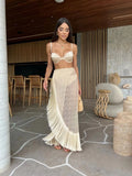 Sexy 3Pieces Push Up Bikini Set Women Swimsuit High Waist Perspective Tassel Skirt Beach Outing Bathing 2024 Feminine Swimwear