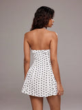 Ladies' Summer Sexy Polka Dot Print Backless Hanging Neck Mini Dress
