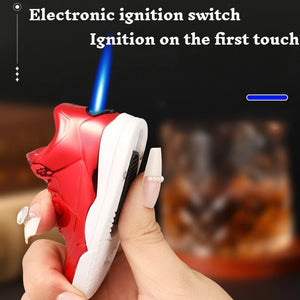 Innovative Personalized Basketball Shoe Keychain Lighter, Stylish Inflatable Windproof Jet Lighter Bag Hanging Ornament for Men
