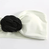Sexy 3D Flowers Bandeau With Skirt Bikini Female Swimsuit Women Swimwear Three-Pieces Bikini Set Bather Bathing Suit Swim V5706