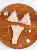 ZRTAK Sexy Lace Bordered Bikini Micro Thongs Bathing Suit Swimsuit Women Biquini Bandage Beachwear Swimwear 2 Piece Bikini Sets
